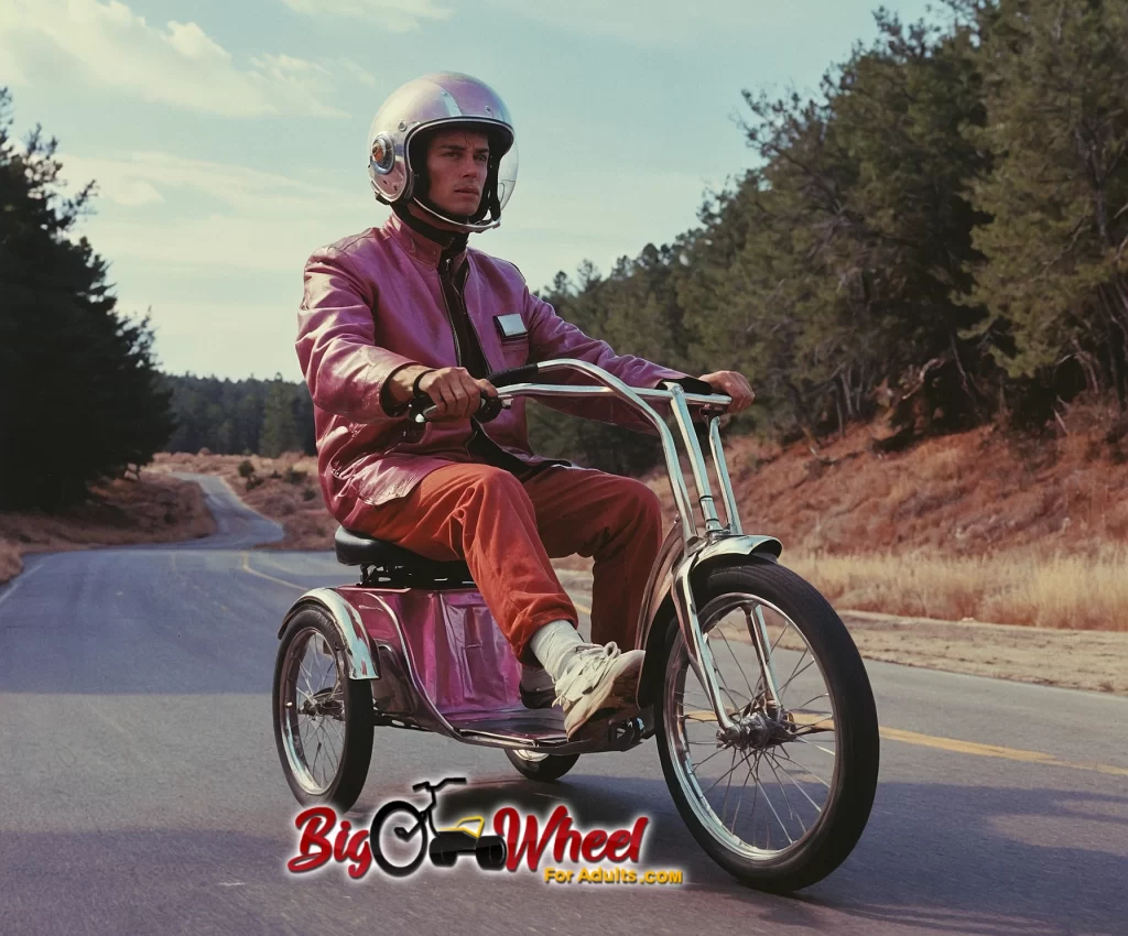 astronaut riding an adult tricycle