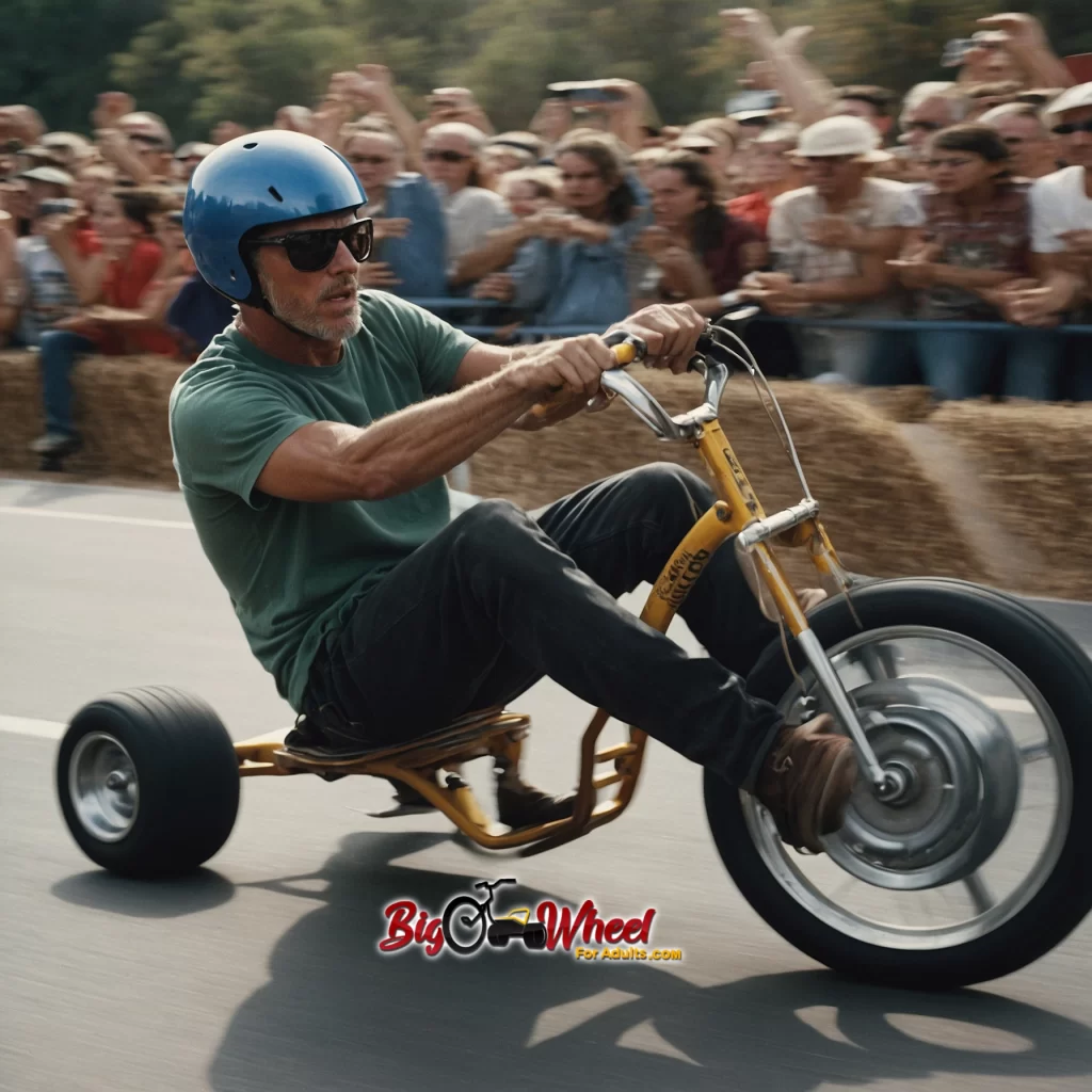 man racing a drift trike